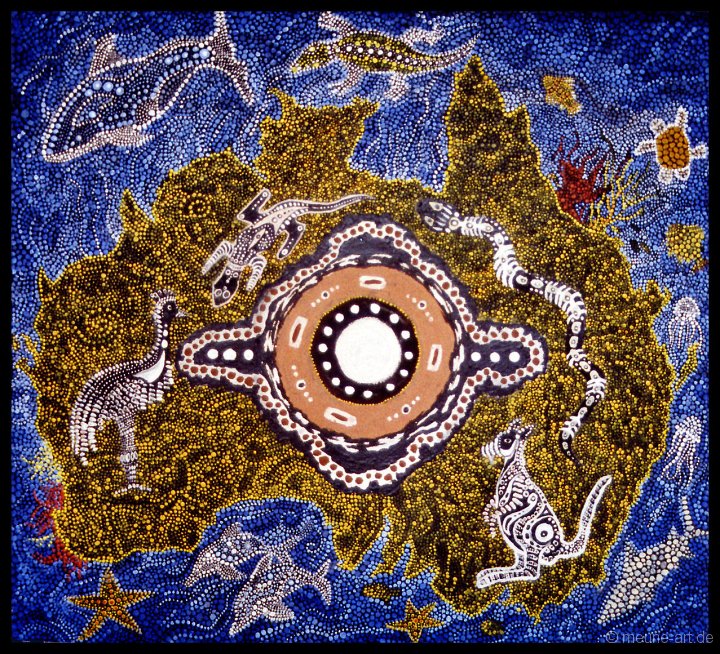 02 Punkt um Acryl und Paintingstones auf Spanplatte;
54 x 49 cm